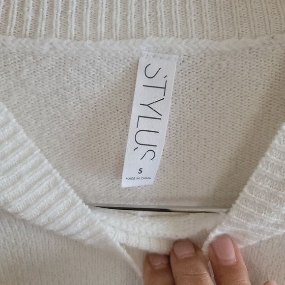 Stylus, Crew Neck Long Sleeve Pullover Sweater, Grey and Ivory, Size Small - Picture 6 of 8